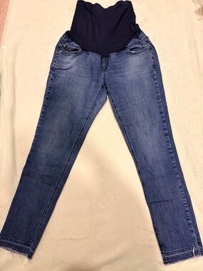 Indigo Blue Navy & Medium Blue Maternity Skinny Jeans size Large